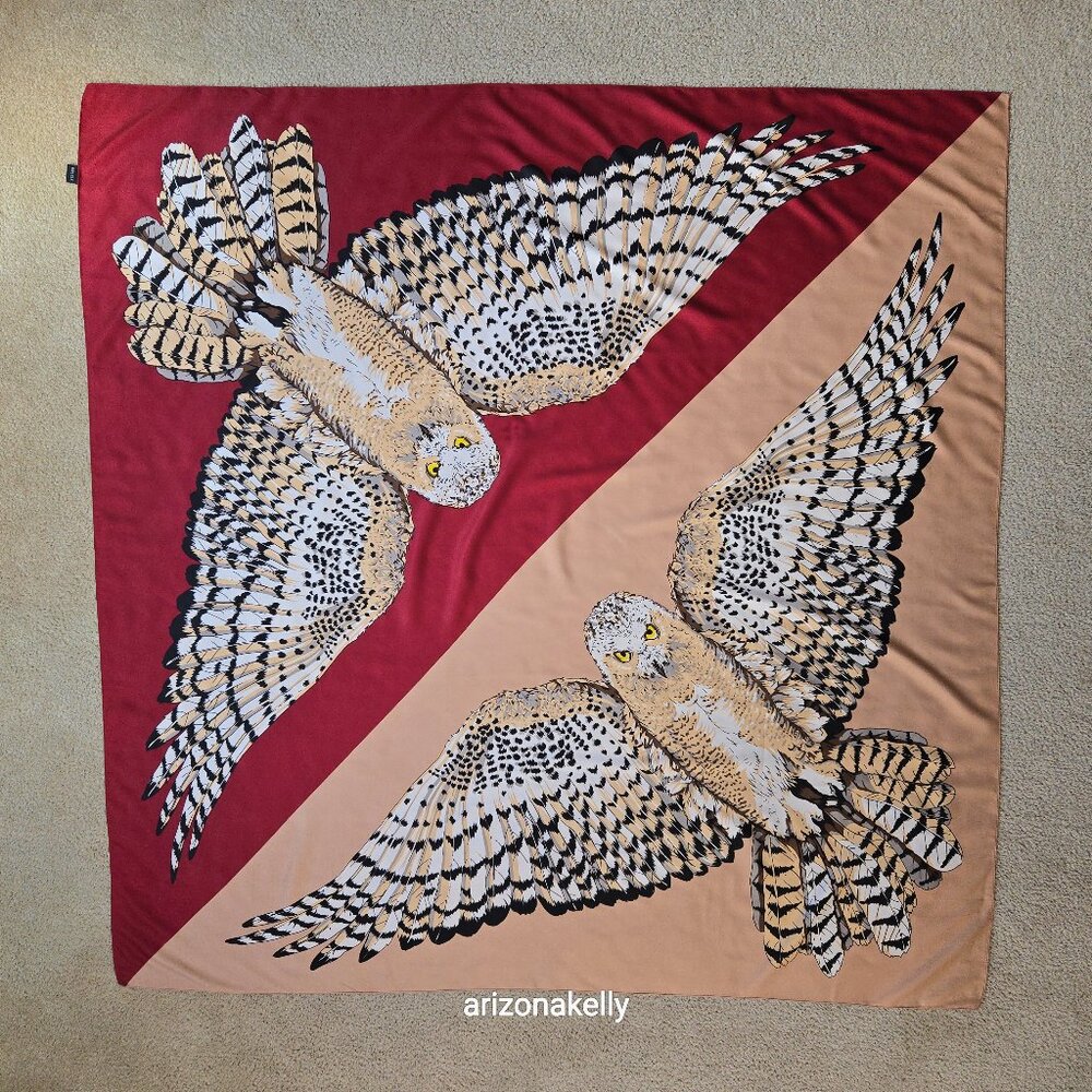 *HUGE* Silk Owl Scarf Wrap Shawl